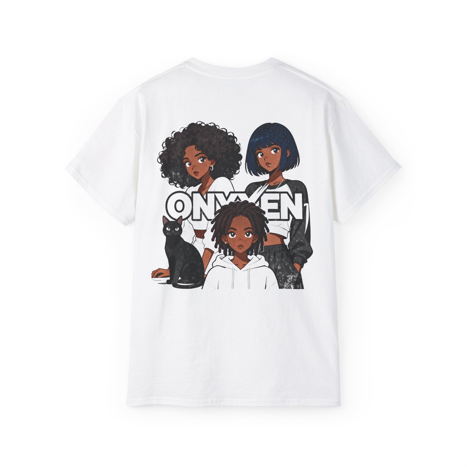 Black Anime Girls Graphic T-Shirt  - ONYXEN Streetwear