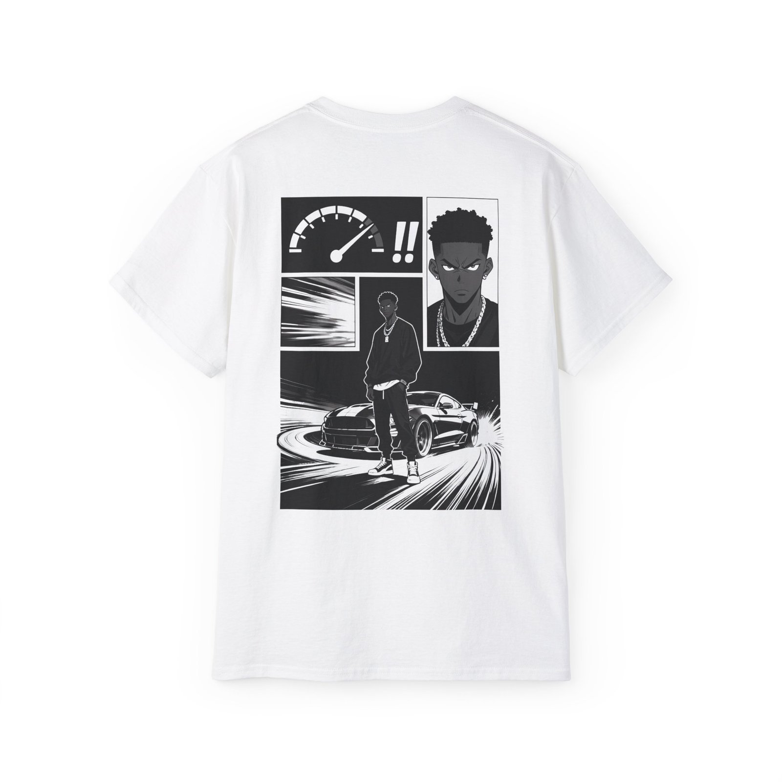Black Anime Streetwear T-Shirt - Black Anime Street Racing