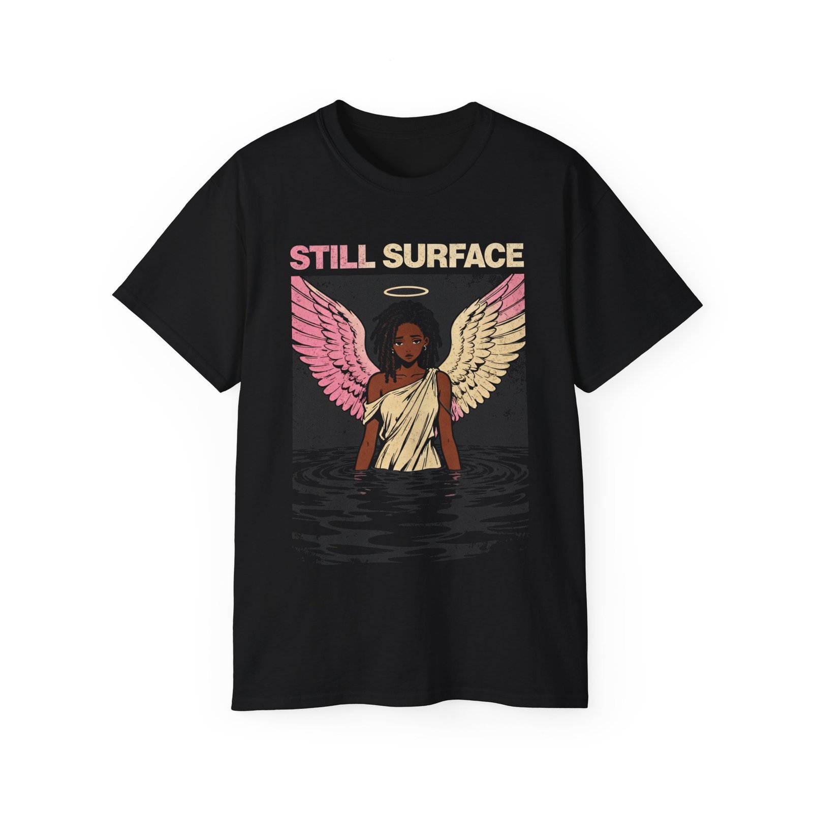 Black Anime Angel Tee - Still Surface