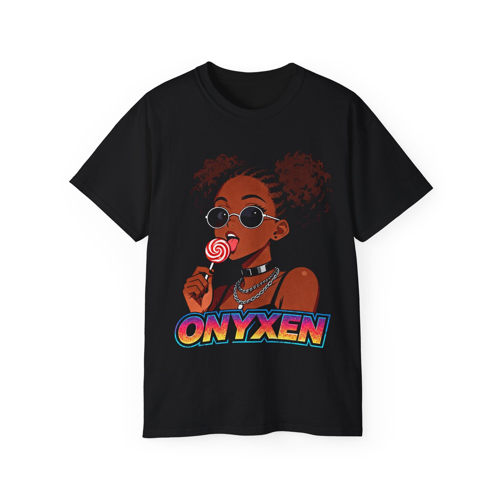 Black Anime Girl Lollipop Tee