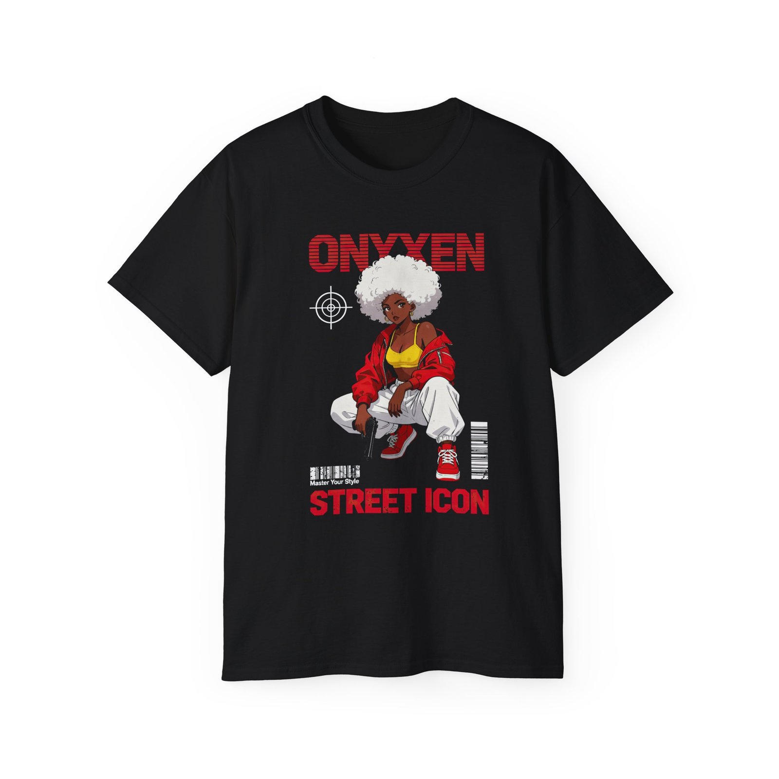 Black Anime Girl Streetwear Tee - ONYXEN 'STREET ICON
